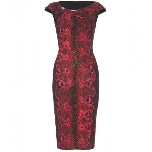 Roberto Cavalli Stretch-Kleid Mit Snake-Print Rot