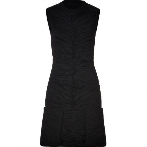 Roberto Cavalli Tonal Black Tiger Print Intersia Knit Dress