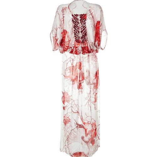 Roberto Cavalli White Printed Caftan Dress