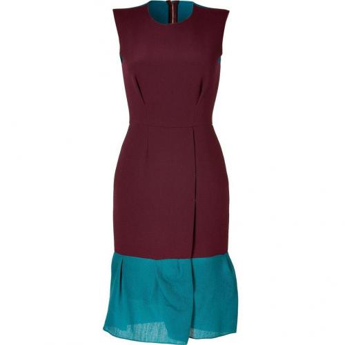 Roksanda Ilincic Burgundy/Petrol Wool-Crepe Midi-Dress