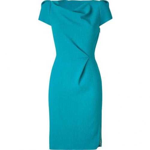 Roksanda Ilincic Teal Cowl Neck Wool Crepe Dress