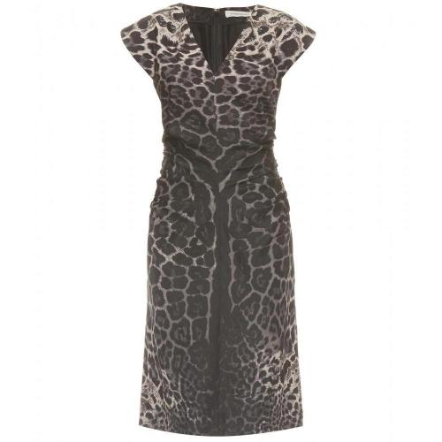 Saint Laurent Seidenkleid Mit Animalprint