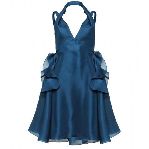Saint Laurent Seidenorganza-Kleid Mit Volants