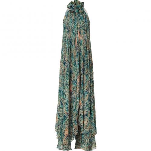 Saloni Blue Forest Print Maxi Dress