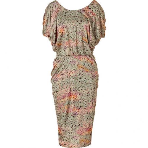 Saloni Sage Bamboo Print Silk Jersey Dress