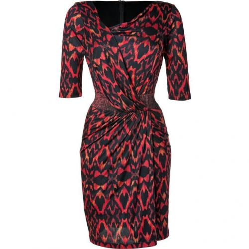 Saloni Terracota Ikat Print Silk Jersey Bea Dress