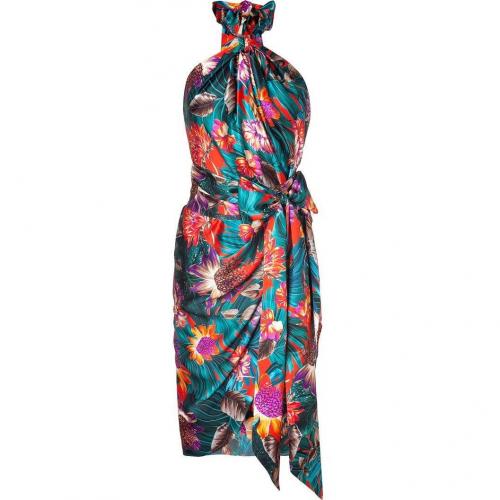 Salvatore Ferragamo Multicolor Floral Print Wrap Dress