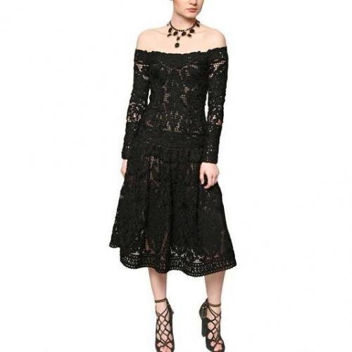 Salvatore Ferragamo Woll Crochet Macrame Kleid