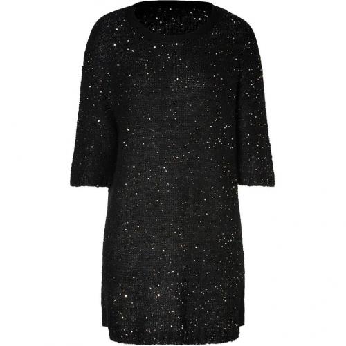 Sandro Black Sequined Knit Dress