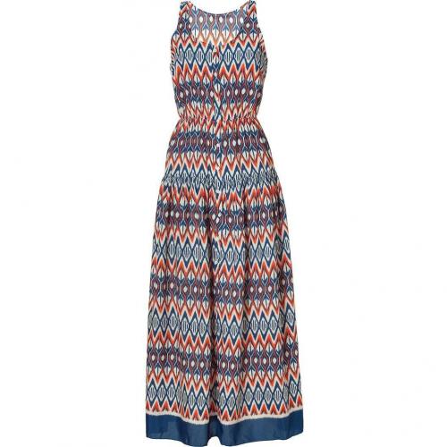 Sandro Orange and Blue Tribal Printed Dress