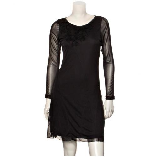 Sandwich Kleid Schwarz durchsichtige Ärmel
