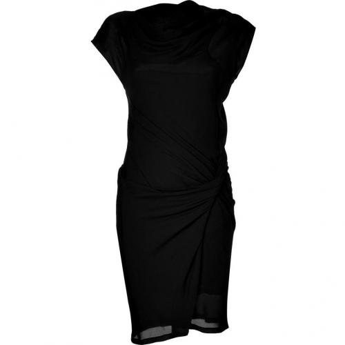 See by Chloé Black Silk-Blend Draped Kleid