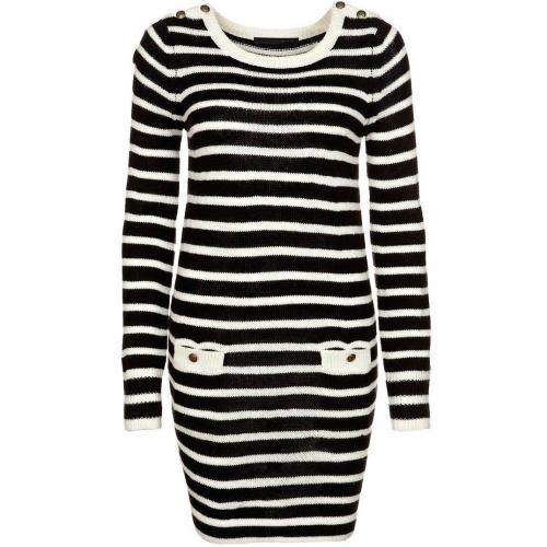 Set Strickkleid black white 