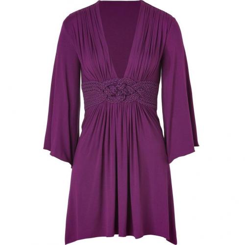 Sky Purple Jersey Dress with Woven Sash Detail