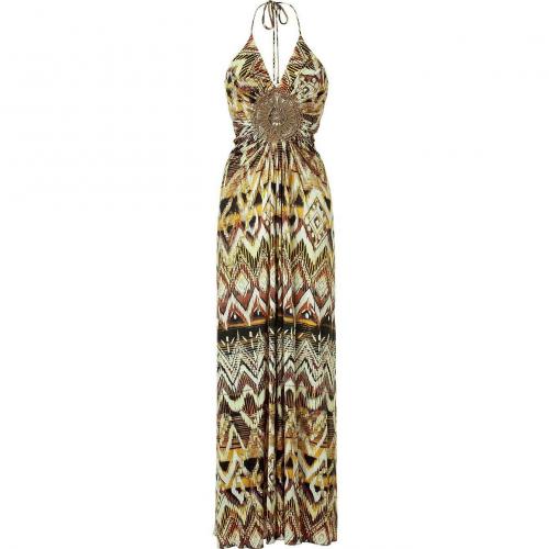 Sky Tan V-Neck Long Dress with Neck Holder