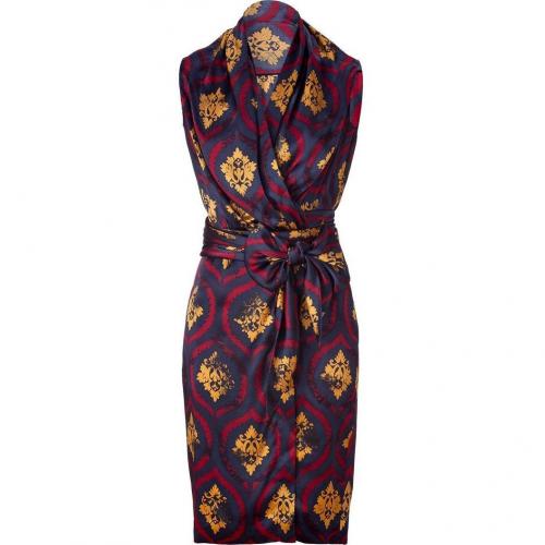 Sophie Theallet Midnight Blue Baroque Print Silk Wrap Dress