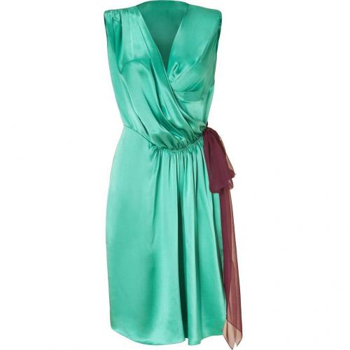 Sophie Theallet Turqoise/Ruby Silk Satin Wrap Dress
