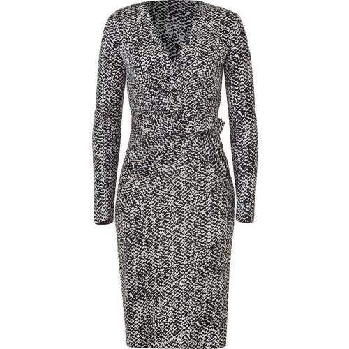 Steffen Schraut Cream/Black Printed Miami Drape Silk Dress