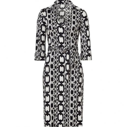 Steffen Schraut Cream/Black Printed Wraparound Silk Dress