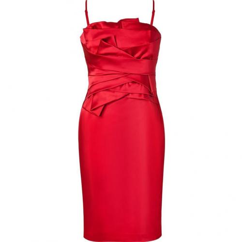 Steffen Schraut Red Satin Ruffle Dress