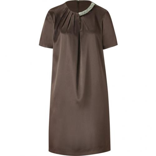 Steffen Schraut Warm Chocolate Crystal Beaded Tunic Dress