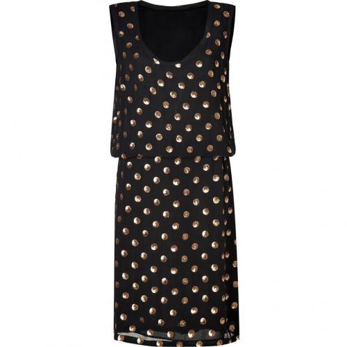 Suno Black Sequined Polka Dot Silk Dress