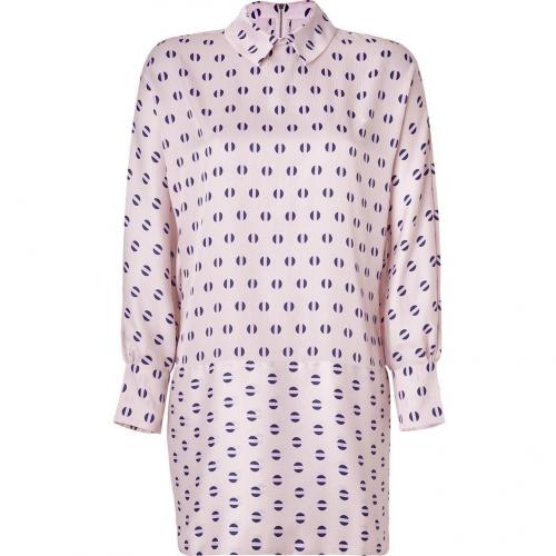 Suno Pale Lilac Polka Dot Baggy Dolman Collared Dress