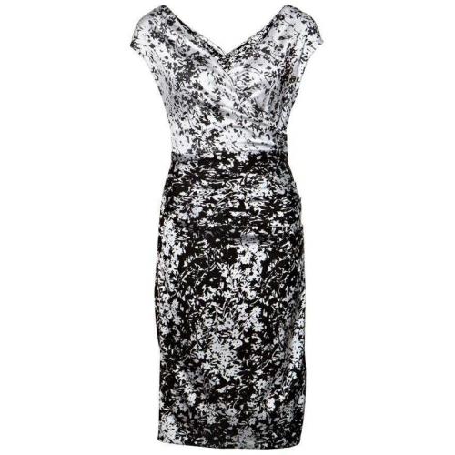 Talbot Runhof Jacquard-Kleid Border Schwarz