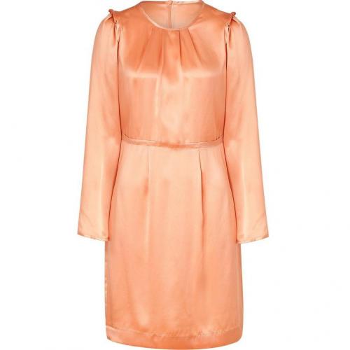 Tara Jarmon Beige Rose Draped Silk Dress