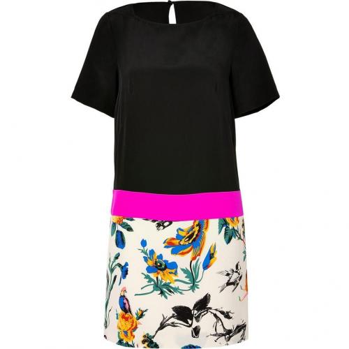 Tibi Black/Pink Chinoiserie Wallpaper Print Silk Dress