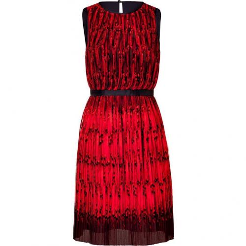 Tibi Red Multi Piroutette Pleated Silk Dress