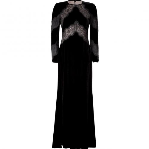 Valentino Black Lace Trim Velvet Gown