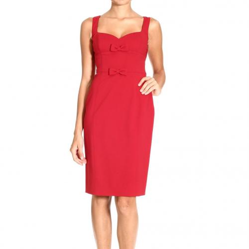 Valentino Crepes wool sleeveless v neck bow dress