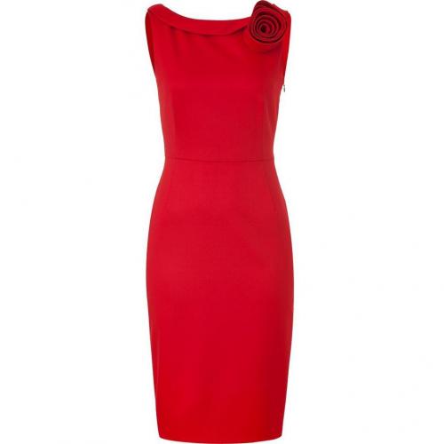 Valentino Crimson Red Classic Dress with Rose