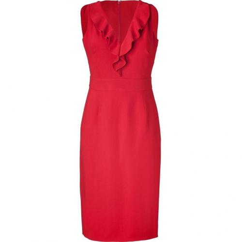 Valentino Crimson Red Ruffle Sheath Dress