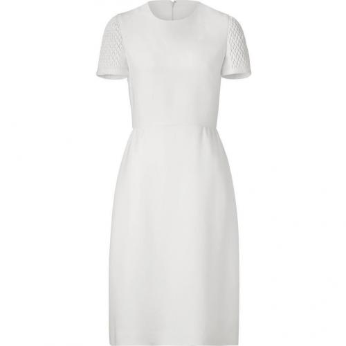 Valentino Ivory Silk Dress with Matelassé Sleeves