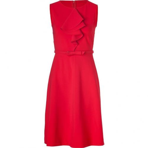 Valentino Red Belted Sheath Dress with Ruffle