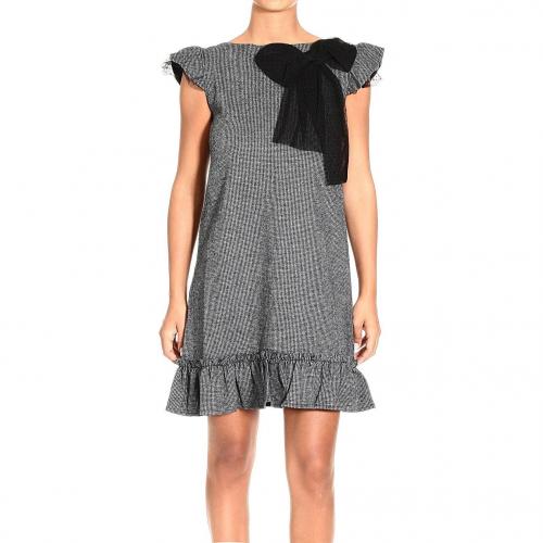 Valentino Short sleeve pied de poule plumetis detail dress