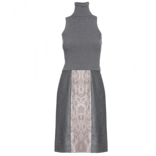 Valentino Strickkleid Mit Spitzenbesetztem Wollrock