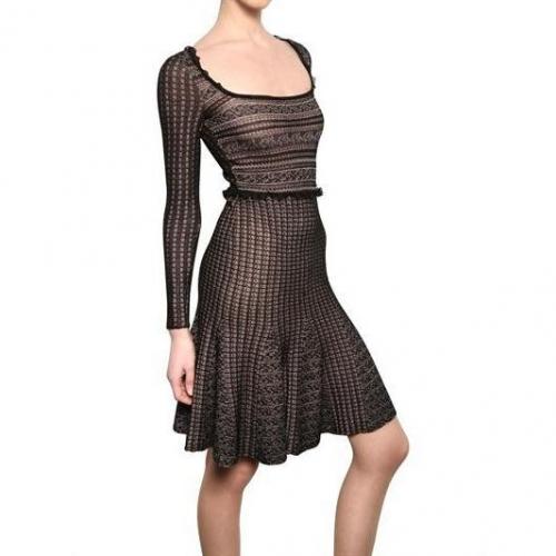 Valentino Viskose Spitze & Woll Jersey Kleid