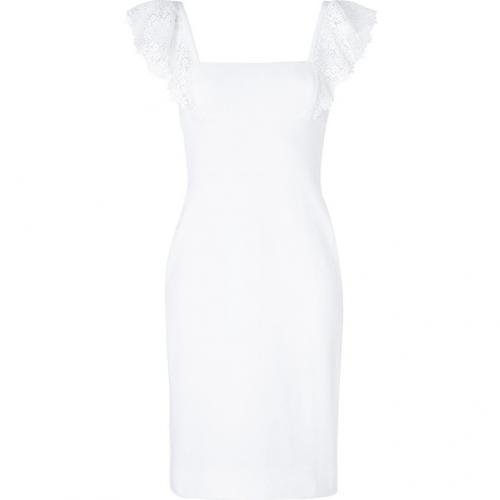 Valentino White Cotton Lace Trim Dress