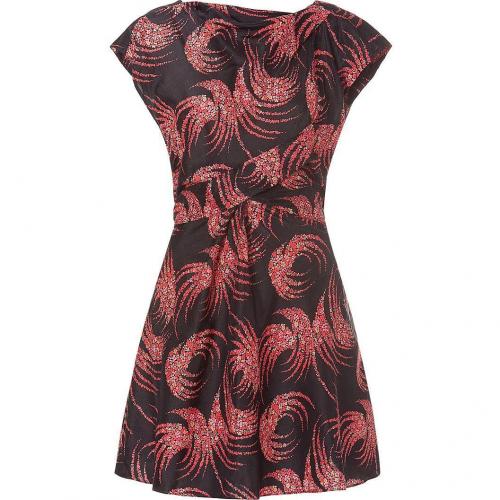 Vanessa Bruno Black Floral Printed Open-Back Silk Dress