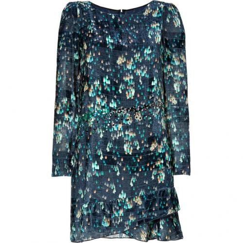 Vanessa Bruno Emerald/Navy Embellished Velvet Dress