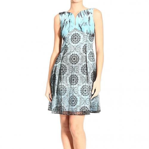 Versace Braces v neck jersey double lace print dress