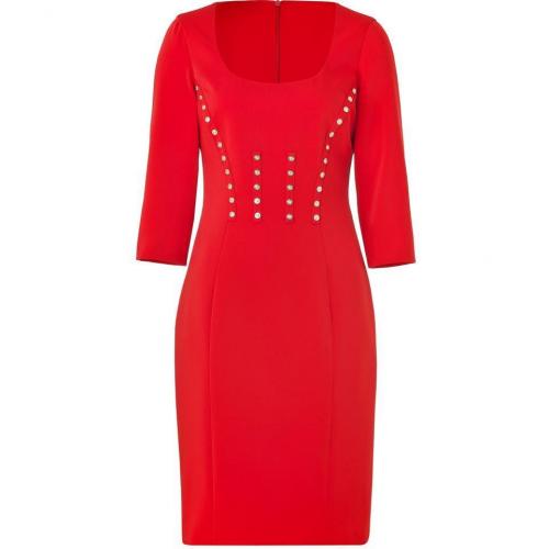 Versace Bright Red Pencil Dress with Medusa Buttons