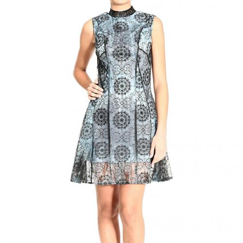 Versace Sleeveless jersey double lace print dress