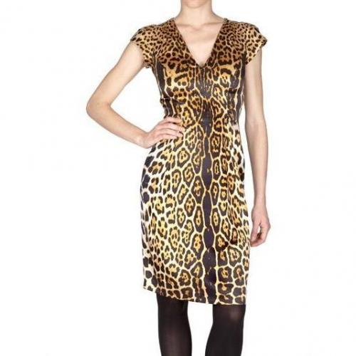 Yves Saint Laurent Leopard Seiden Satin Kleid